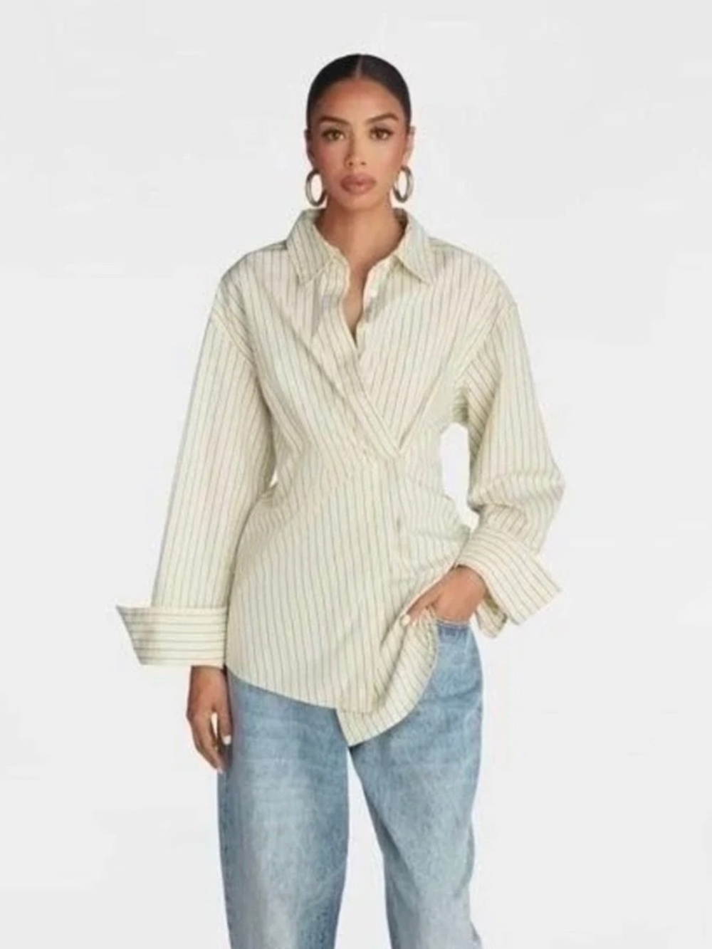 KBB by KAHLANA Women's Long Sleeve Button Down The Wrap Shirt Yellow
Large NWT
